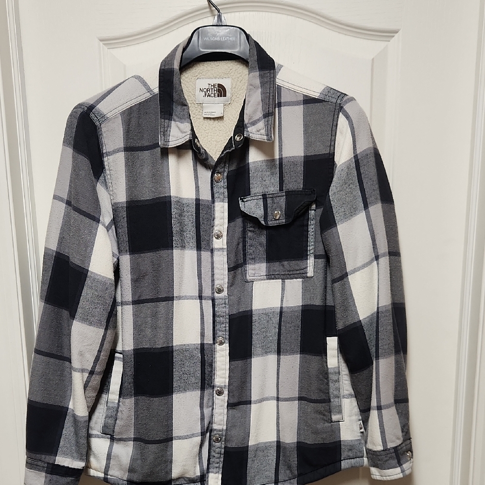 The North Face Black and Gray Checkered Shirt Jacket Men' L